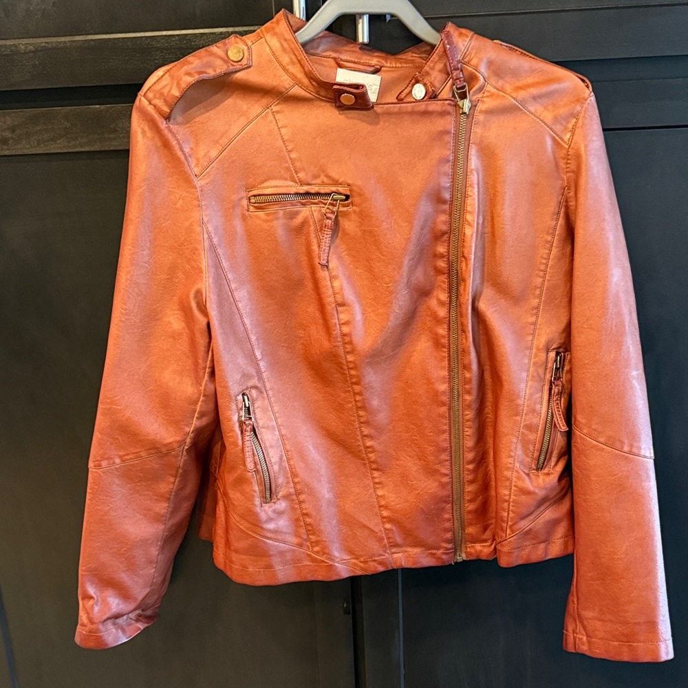 Women's Orange Leather Jacket